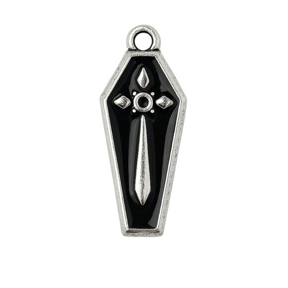 Mini Coffin Pendant Charm with Cross Design - Picture 1 of 2